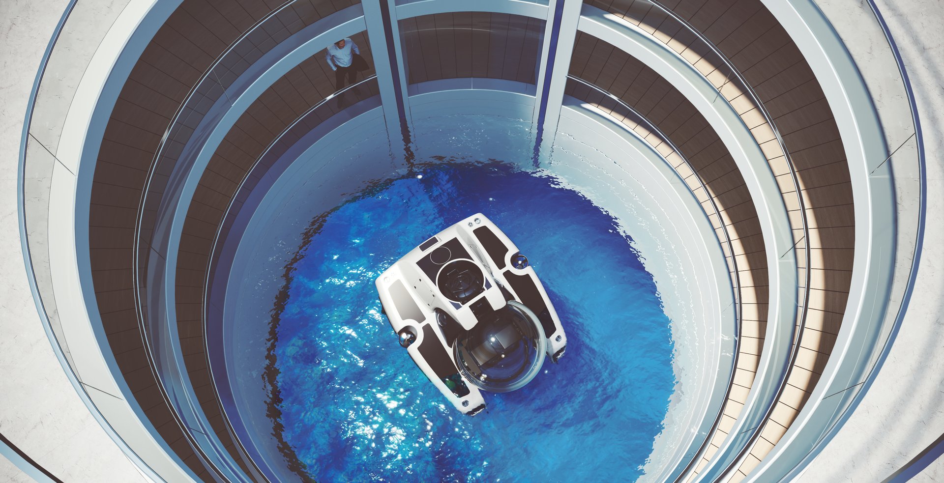 Feadship Copyright Atrium - Design Escape - Submarine teak