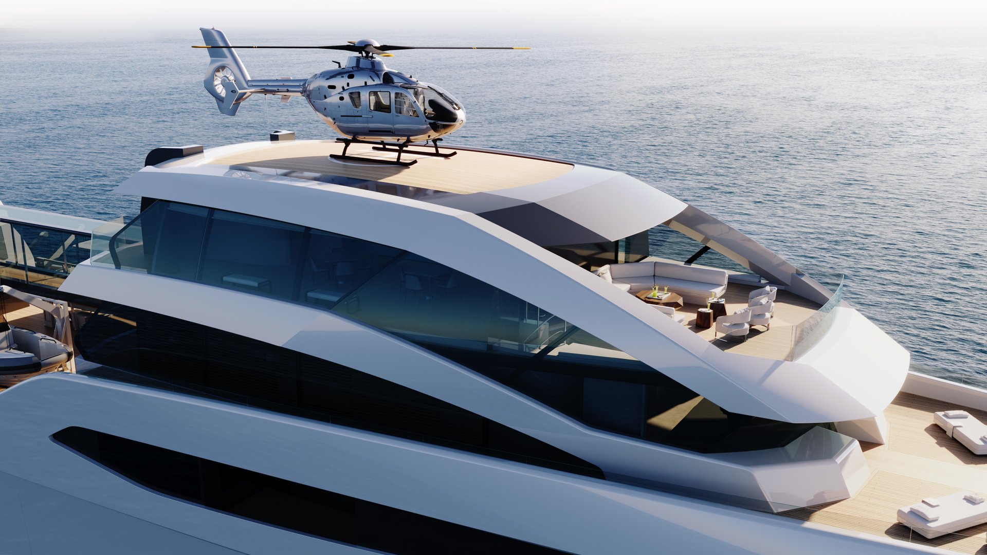 Feadship x Eidsgaard concept EXPV Close Up Observation Deck Heli