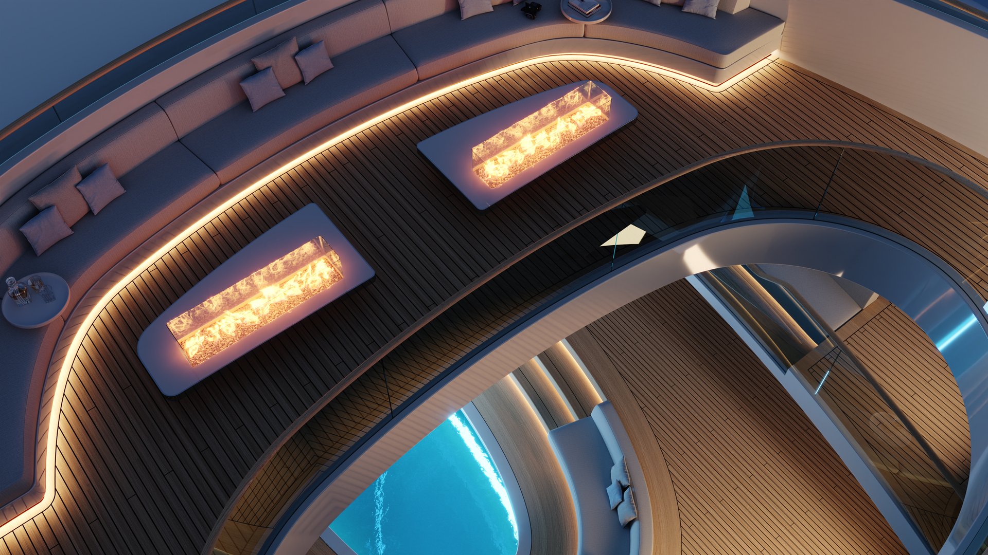 Feadship concept design Pure - Evening attrium