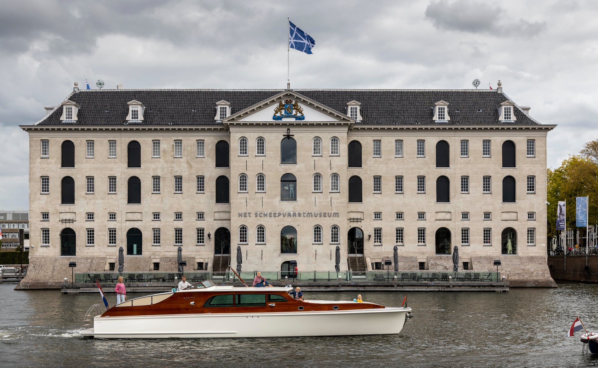 Feadship Zephyr before Scheepsvaartmuseum in Amsterdam
